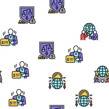 Social Public Problems Worldwide Vector Seamless Pattern Stock Illustration
