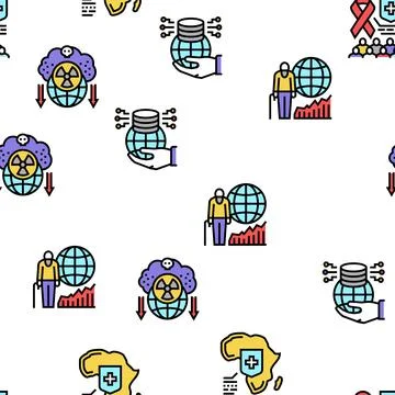 Social Public Problems Worldwide Vector Seamless Pattern Stock Illustration