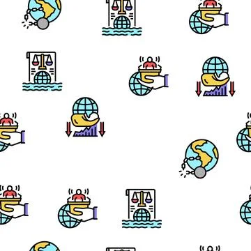 Social Public Problems Worldwide Vector Seamless Pattern Stock Illustration