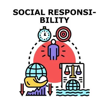 Social responsibility concept balancing global success and ethics Stock Illustration
