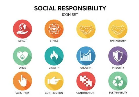 Social Responsibility Icon Set vector illustration Illustrazione stock