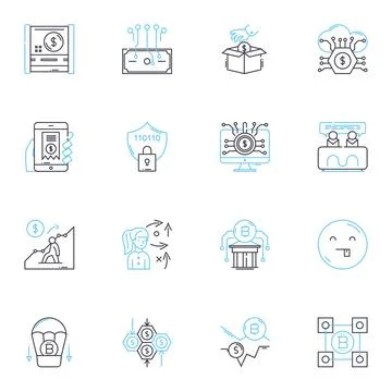 Social responsibility linear icons set. Ethics, Sustainability, Philanthropy Stock Illustration