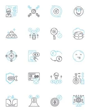 Social responsibility linear icons set. Ethics, Sustainability, Philanthropy Stock Illustration