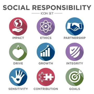 Social Responsibility Solid Icon Set Stock Illustration