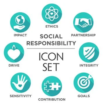 Social Responsibility Solid Icon Set Stock Illustration