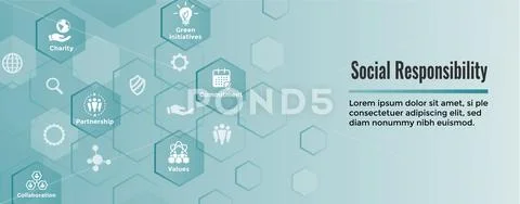Social Responsibility Solid Icon Set - Honesty, integrity, collaboration, Web Stock Illustration