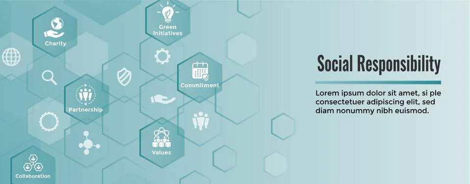 Social Responsibility Solid Icon Set - Honesty, integrity, collaboration, Web Stock Illustration