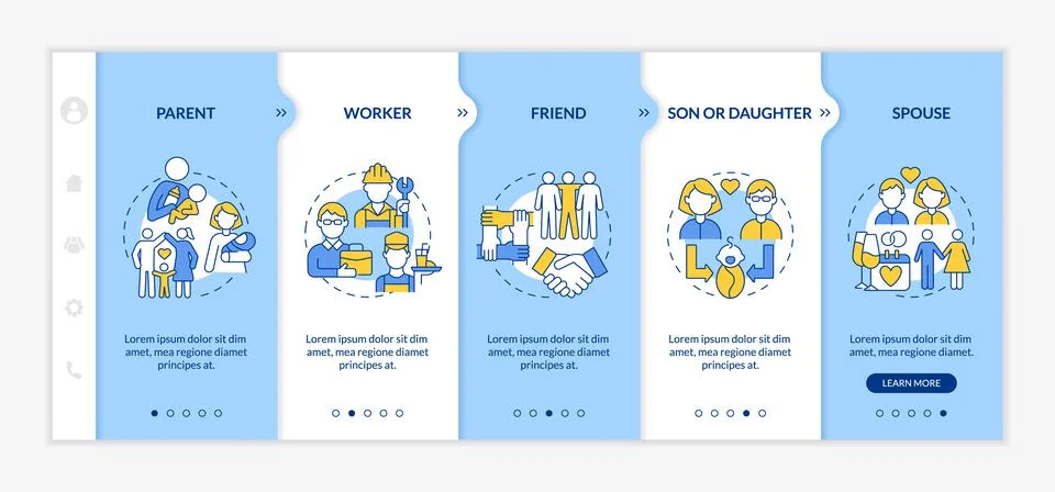 Social role example onboarding vector template Stock Illustration
