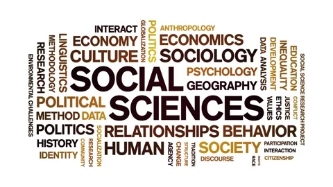 Social Sciences animated word cloud,animation kinetic typography seamless loop. Stock Footage 328653179