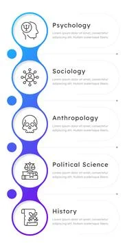 Social sciences infographic 5 steps 스톡 일러스트