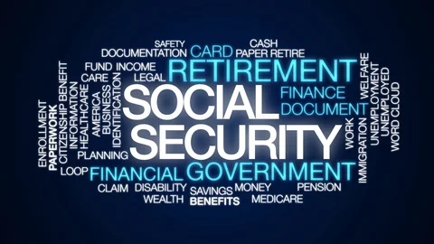 Social security animated word cloud. Kinetic typography. Stock Footage 107691246