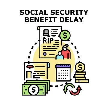 Social security benefit delay concept vector illustration Stock Illustration