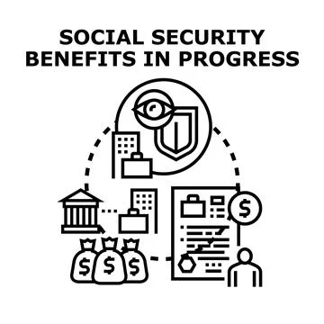 Social security benefits application process in progress Stock Illustration