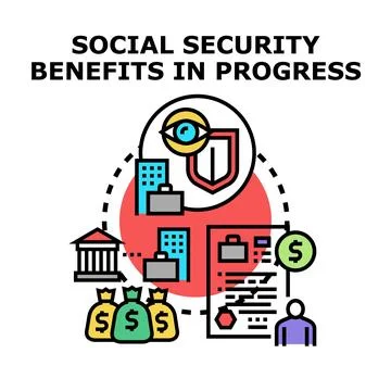 Social security benefits application process in progress 库存插图