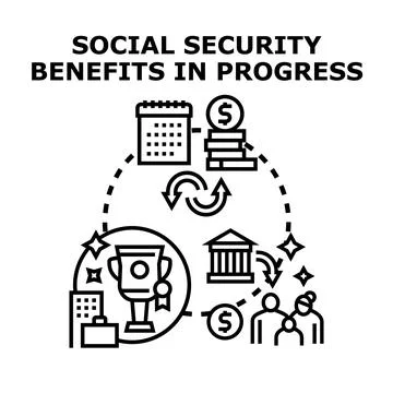 Social security benefits progress planning and future Ilustración de archivo