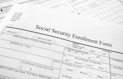 Social Security enrollment form Stock Photos
