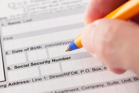 Social security number fields in application form Stock Photos