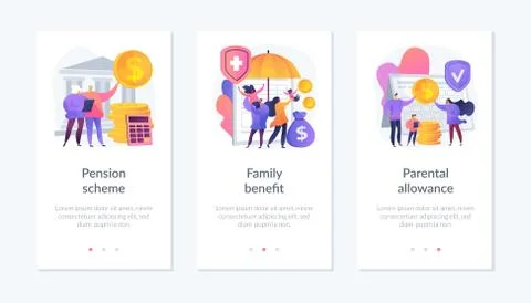 Social security payments app interface template. Stock Illustration