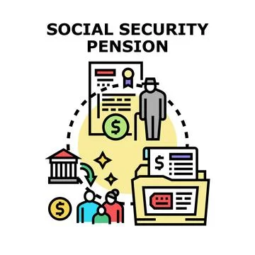 Social security pension payments for elderly people Stock Illustration