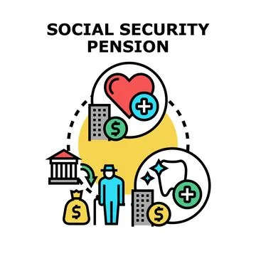 Social security pension program representing retirement benefits Stock Illustration
