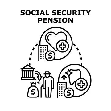 Social security pension program representing retirement benefits Stock Illustration