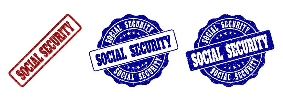 SOCIAL SECURITY Scratched Stamp Seals Stock Illustration