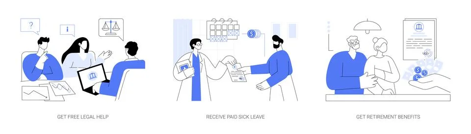 Social security services abstract concept vector illustrations. Stock Illustration