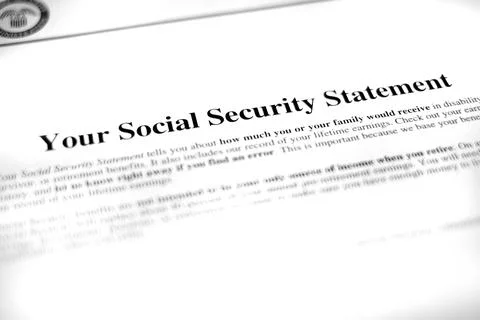 Social Security Statement for Retirement Planning Payment Stock Photos