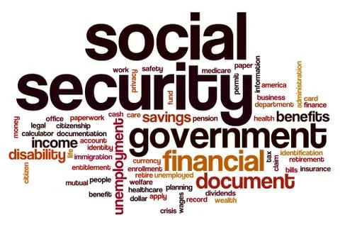 Social security word cloud Stock Illustration