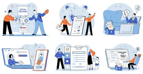 Social security. Working together as group, we can enhance social security at Illustrazione stock