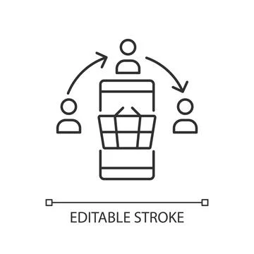 Social selling strategy linear icon イラスト素材