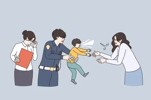 Social services remove child from difficult family Stock Illustration