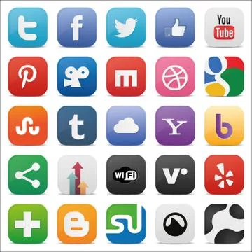 Social set squared icons Stock Illustration