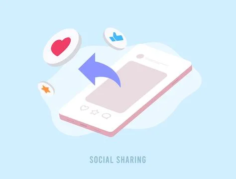 Social Sharing concept. Share web content on social media to have more followers Stock Illustration