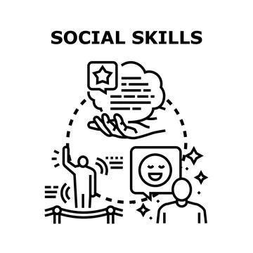 Social skills interaction developing communication abilities Stock Illustration