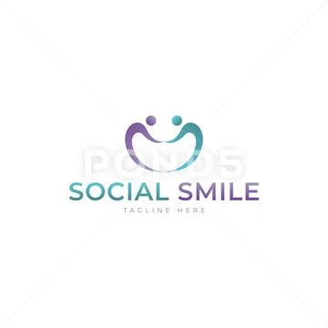Social smile people logo Stock Illustration