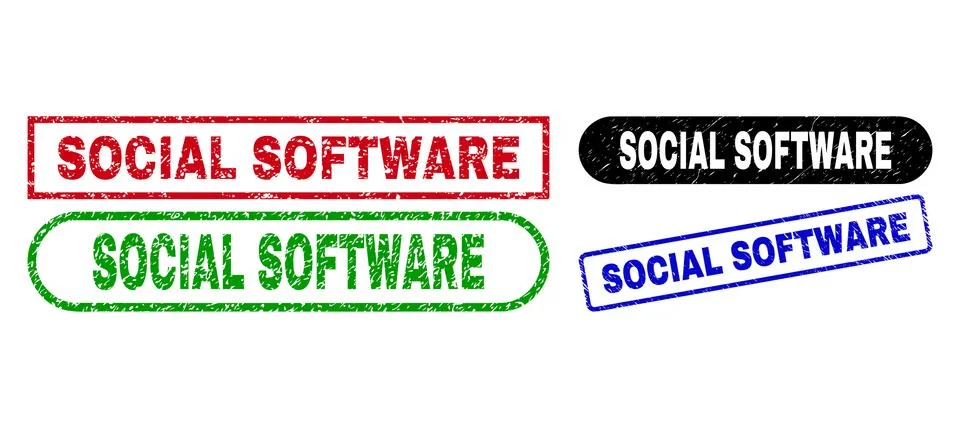 SOCIAL SOFTWARE Rectangle Seals with Rubber Texture 스톡 일러스트