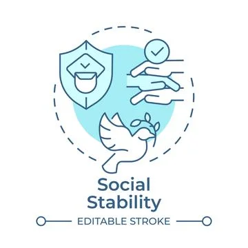 Social stability soft blue concept icon Stock Illustration