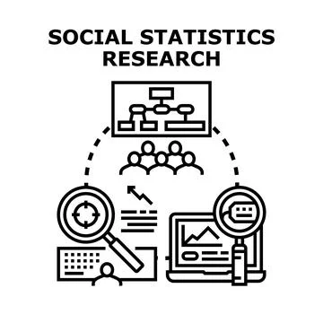 Social statistics research evaluating data analysis concept Stock Illustration