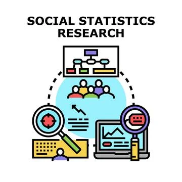 Social statistics research evaluating data analysis concept Stock Illustration