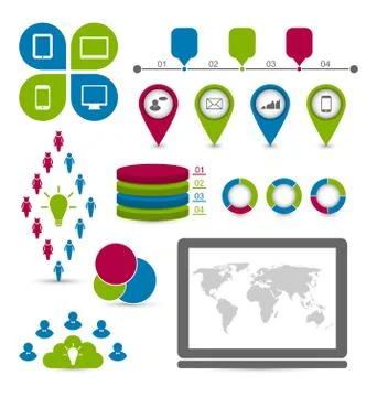 Social statistics set infographic elements Illustrazione stock
