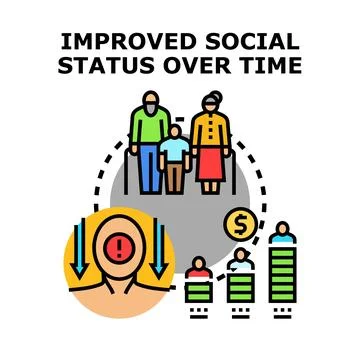 Social status improving over time concept vector Stock Illustration