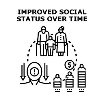 Social status improving over time concept vector Ilustração Stock