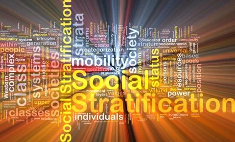 Social stratification background wordcloud concept illustration glowing Stock Illustration