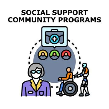 Social support and community programs assistance concept 스톡 일러스트