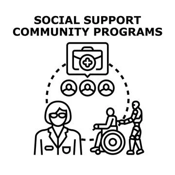 Social support and community programs assistance concept Stock Illustration