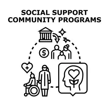 Social support community programs providing care and assistance 스톡 일러스트