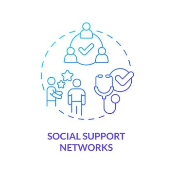 Social support networks blue gradient concept icon Stock Illustration