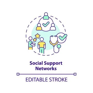 Social support networks concept icon Stock Illustration