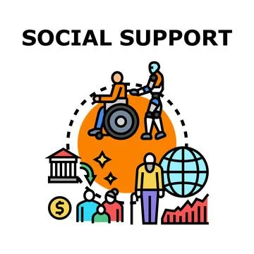 Social support program and social assistance concept Stock Illustration